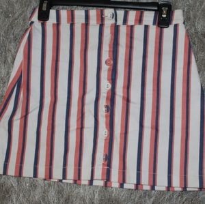 Striped Button-Down Skirt